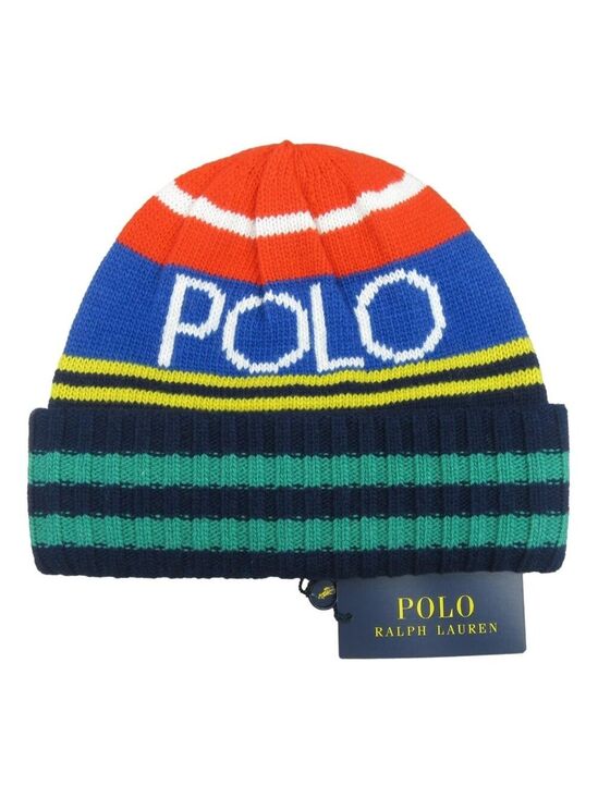 Polo Ralph Lauren Other - Polo Ralph Lauren Logo Striped Wool-Blend Beanie One Size Multi Color NEW